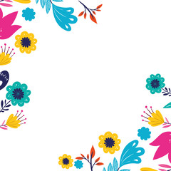 pattern colorful flowers isolated icon