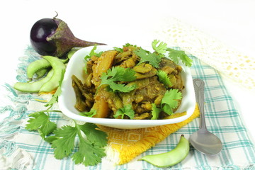 traditional indian Gujarati dish food Undhiyu or mixed vegetable curry shak
