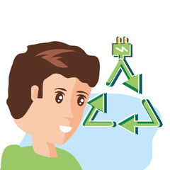 Recycle icon and avatar man design