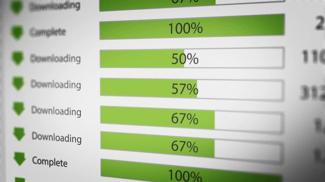 Process of Downloading Multiple File in Internet on Computer Monitor Screen