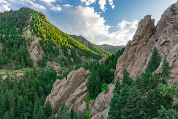 Dreamy view of the mountains in the flatirons Boulder Colorado