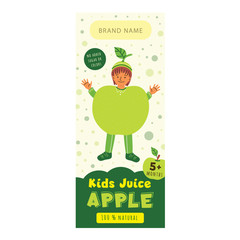 Kids juice apple flat packaging template
