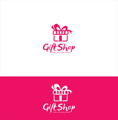 Fototapeta na wymiar Gift Shop Logo Design. Loving Gift Logo Icon Template. Gift Box Logo Icon Vector