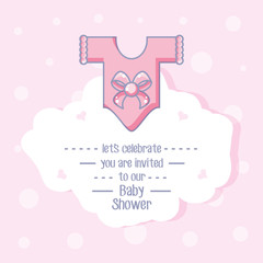 baby shower card with with clothes for girl