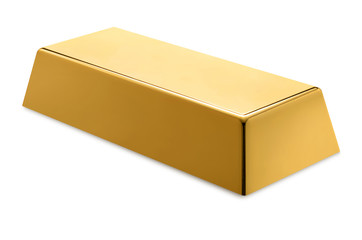 Gold bar isolated on white background.