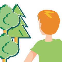 Isolated trees and man avatar design