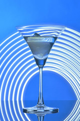 martini glass on backlight background