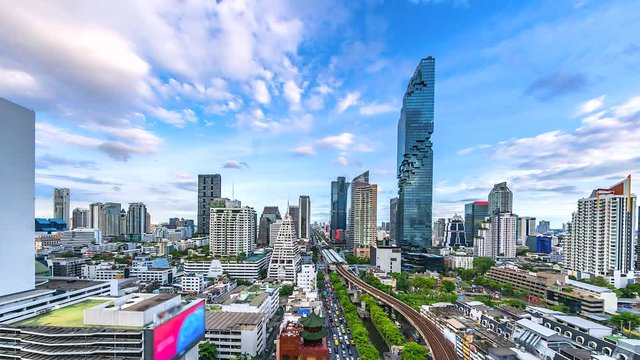 4K,Time Lapse View of central business district bangkok Thailand