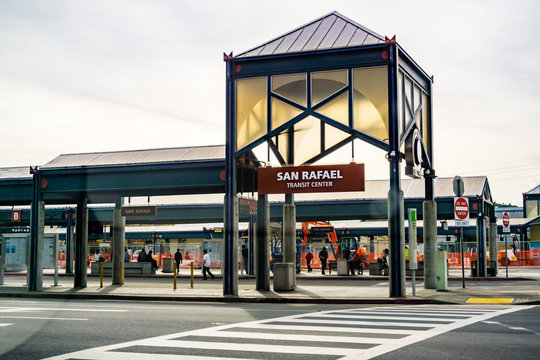 March 31, 2019 San Rafael / CA / USA - San Rafael transit center in north San Francisco bay area, Marin county