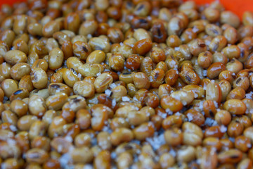 Roasted soy beans, Fried salt soy beans, snack food.