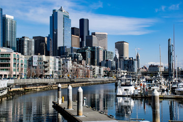 Fototapeta na wymiar Seattle skyline from Seattle's Great wheel