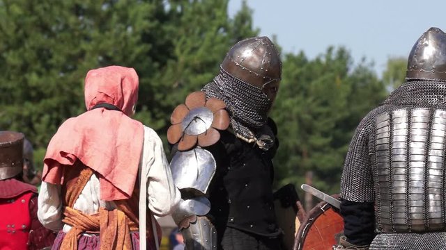 The knights. Tournament fight at the festival.