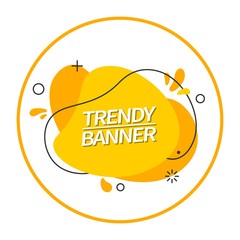 Trendy bright abstract banner yellow color. Vector banner in the style of memphis. Template ready for use in web or print design.