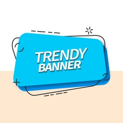 Bright abstract sky blue banner square shape in Memphis style. Vector template banner. Template ready for use in web or print design.