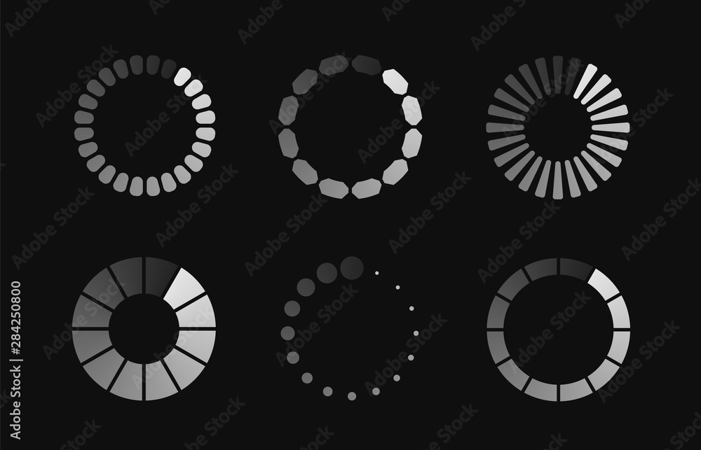 Poster Modern set loading icon. Progress bar for upload download round process. Loading icon, design element for website, app, ui and software.