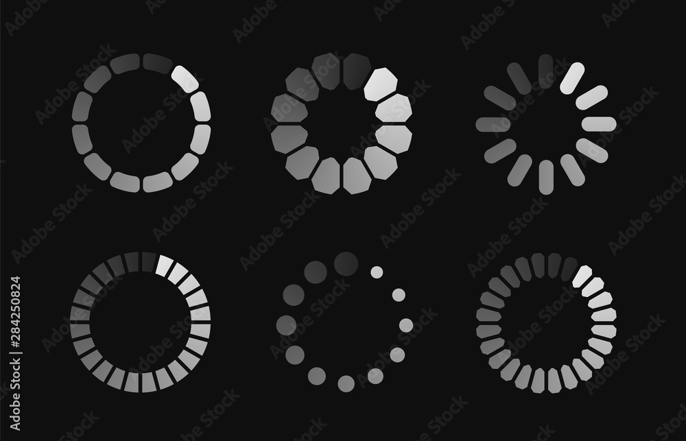 Poster Vector interface loaders. Set loading icons for website, app, ui, game and software.