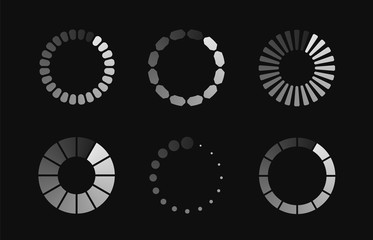 Modern set loading icon. Progress bar for upload download round process. Loading icon, design element for website, app, ui and software.