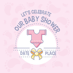 baby shower card with with clothes for girl