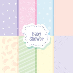 Fototapeta premium baby shower card with pattern of footprints and clouds