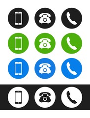Smartphone, phone, handset icon. Vector phone icons, signs, symbols isolated on white background.