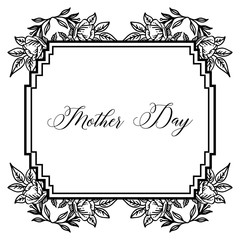 Shape of card mother day, design template beautiful wreath frame. Vector