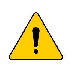 Vector yellow triangular hazard warning symbol. Warn icon and sign of attention for use on web, typography, app, on the road and construction.