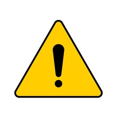 Vector yellow triangular hazard warning symbol. Warn icon and sign of attention for use on web, typography, app, on the road and construction.