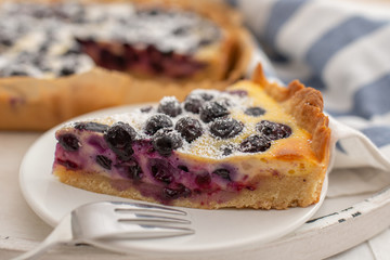 Home made blueberry vanille cheesecake pie