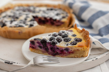 Home made blueberry vanille cheesecake pie