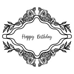 Design celebration happy birthday, shape of invitation card, wallpaper unique wreath frame. Vector
