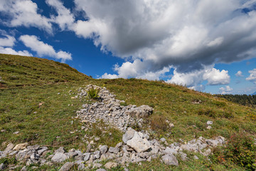 iew to steep Hiking trail at Hoher Ifen / Austria