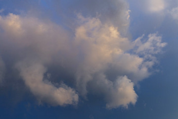 Fototapeta na wymiar beautiful clouds in the blue sky before the rain,filmed on an August evening