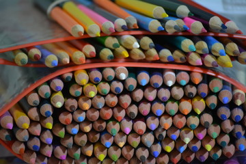 A Rainbow collection of colored pencils