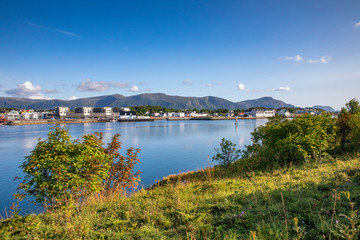 Fototapeta na wymiar View of Bronnoysund port of Northern Norway
