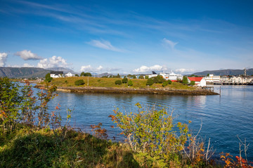 Obraz premium View of Bronnoysund port of Northern Norway