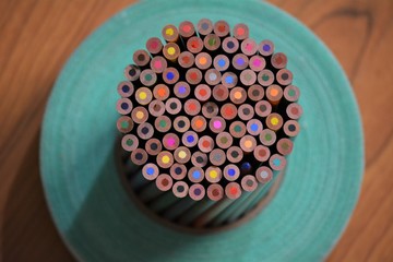 contained colored pencils