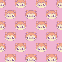 Fototapeta premium pattern cute heads monkey baby kawaii style