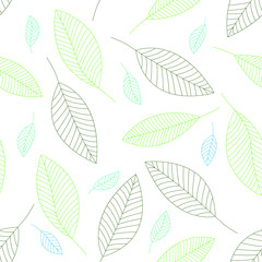 Obraz premium Seamless, vector ornament: green leaf bases isolated on white background