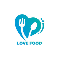 Love Food Logo Template Design Vector, Emblem, Design Concept, Creative Symbol, Icon