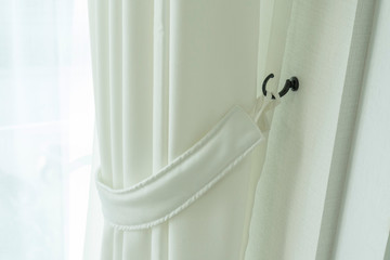 Close up of draperies at a window, Curtain glazed sliding doors 