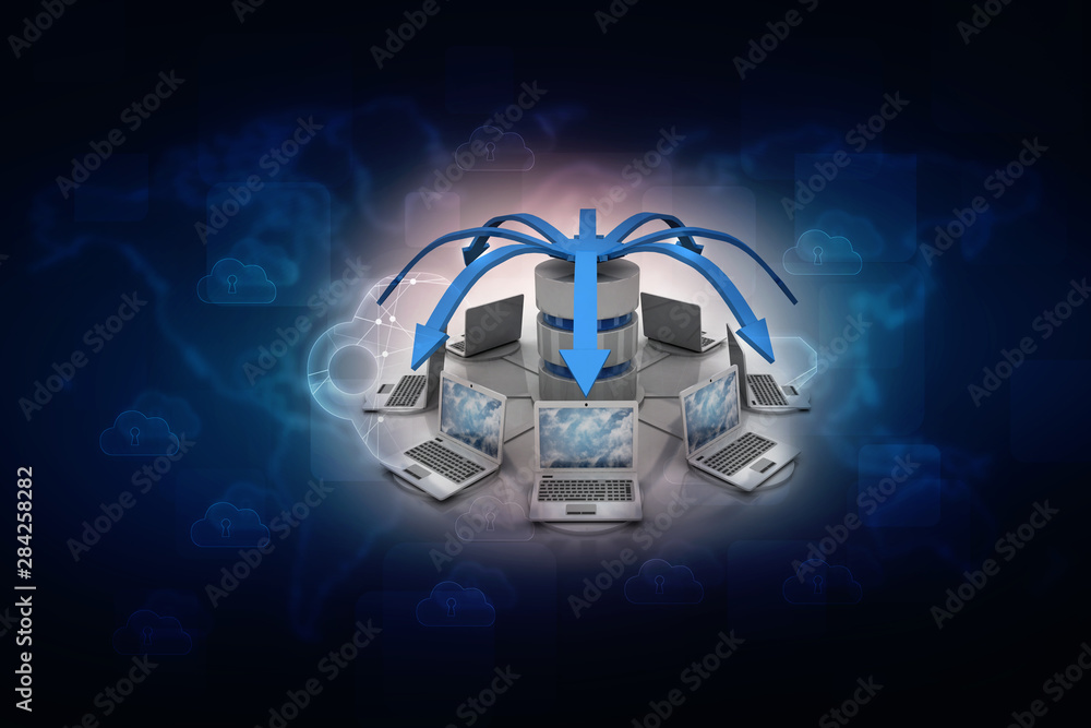 Aufkleber 3d rendering technology computer network