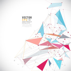 Abstract mesh colorful background lines and shapes, futuristic design, vector illustration