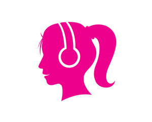 A Woman or A Lady Wearing Headphones Listening Music and Smiling