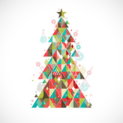 Christmas tree with geometric graphic decorate, vector illustration