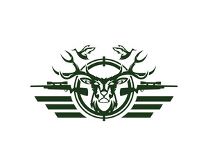 Obraz premium Deer or Duck Hunting Logo Club and Sports