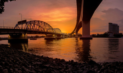 Krungthep - Rama III Bridge in sunset.
