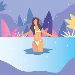 woman summer time vacations design