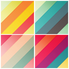 set of retro stripe diagonal pattern with stylish colors, vector illustration
