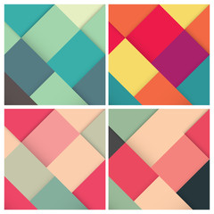 Set of square colorful retro background with stylish colors, vector illustration