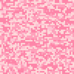 Pink digital camouflage seamless pattern. Abstract pixel background.